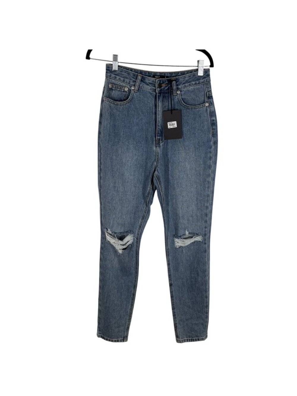 Glassons Women 8 Venice Vintage Wash Denim Knee Rip High Rise Mom Fit Jean NWT